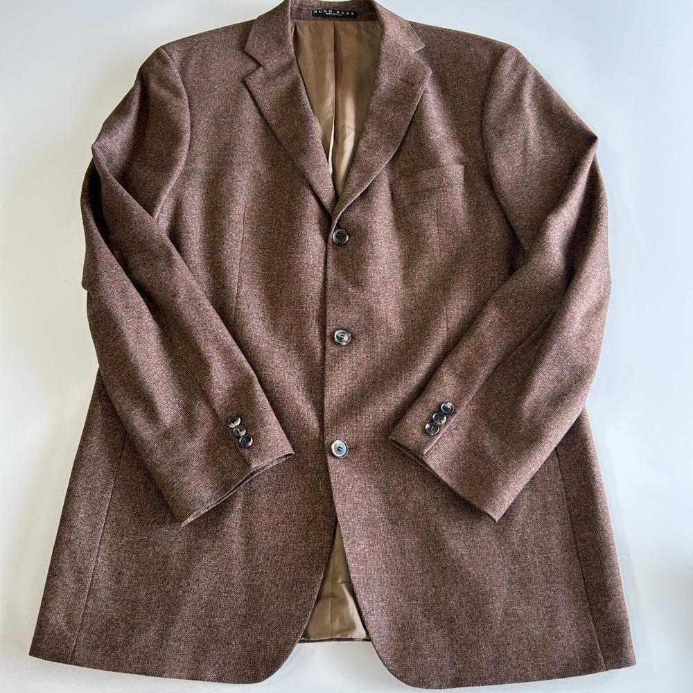 Hugo Boss Loro Piana Merino Wool Blazer Brown Saks Fifth Avenue 42L USA Made